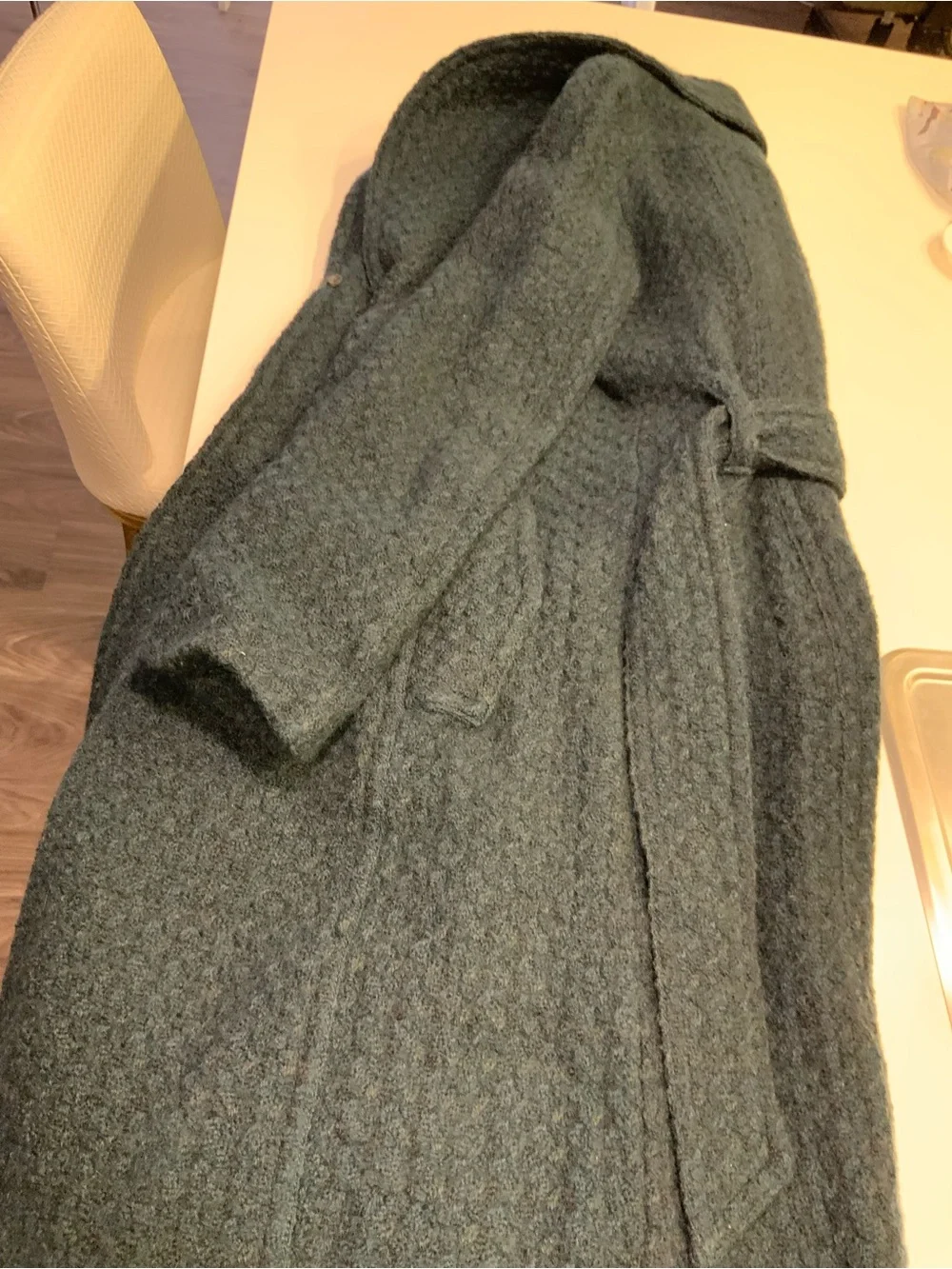 Banana Republic Dark Teal Shawl Collar Belted Trench Coat